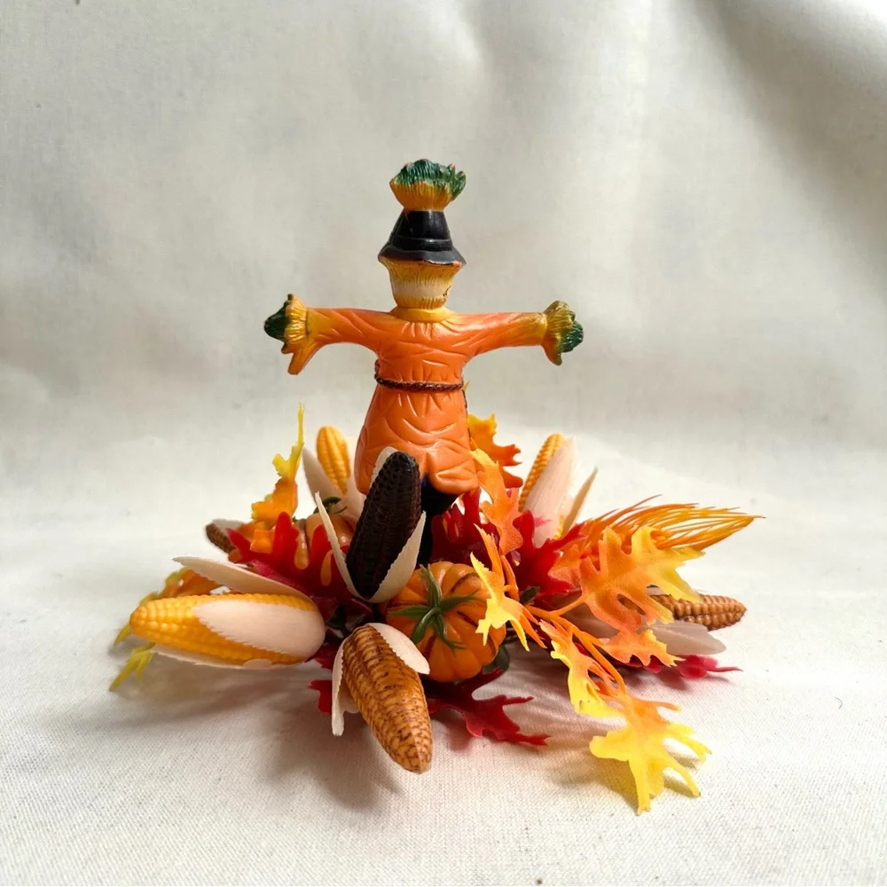Vintage 1970s Florabelle Flowers scarecrow Fall foliage table centerpiece
